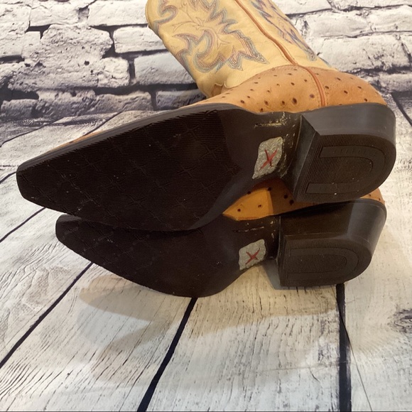 Twisted X Peanut Exotic Ostrich Leather Cowboy Boots - Picture 9 of 14